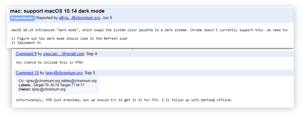 Google Chrome dark mode on Mac