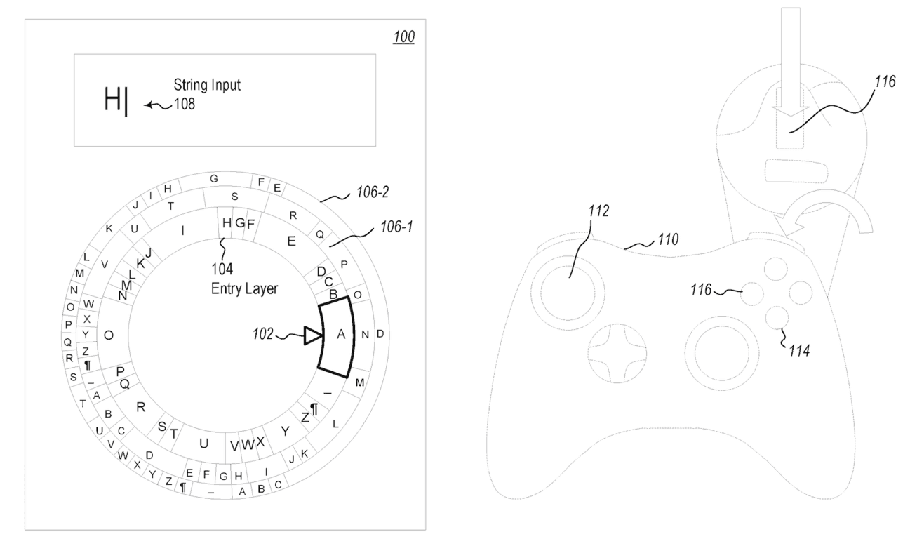 New radial interface for typing text using a game controller or gestures appears in new Microsoft patent - OnMSFT.com - October 17, 2018