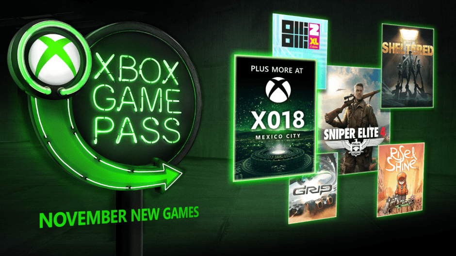Xbox game pass november update includes sniper elite 4, olli olli 2 xl and more - onmsft. Com - october 29, 2018