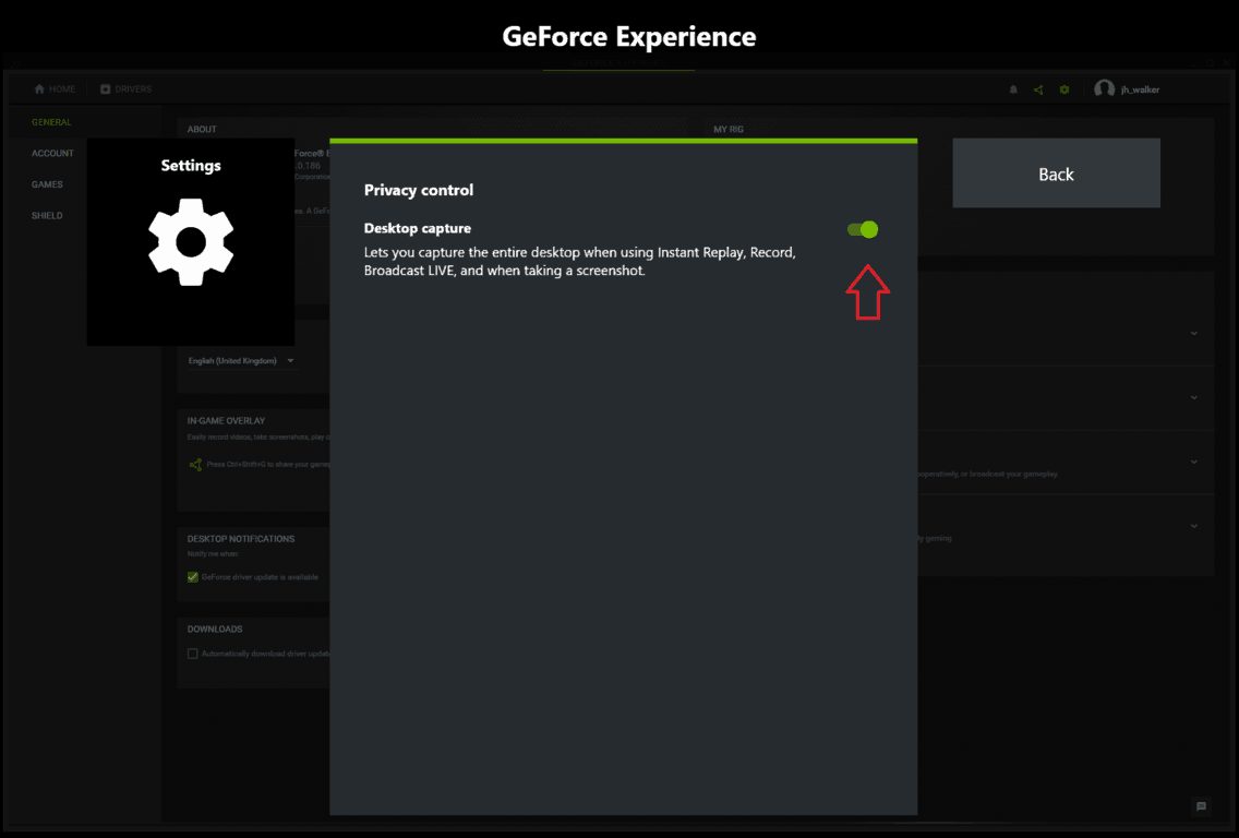 Screenshot of GeForce Experience recording settings