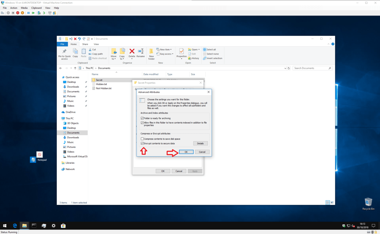 File attributes window screenshot