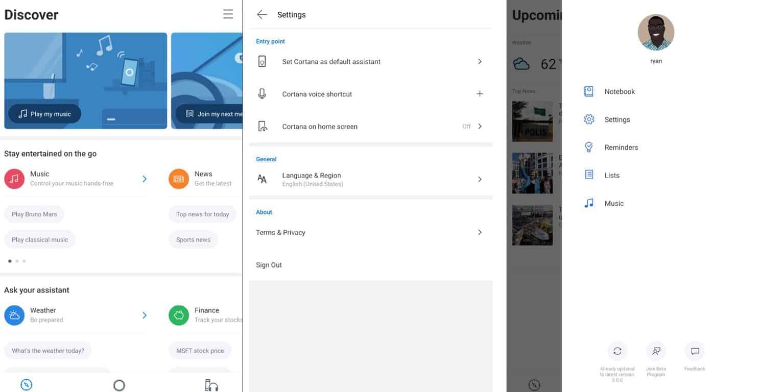 cortana 3 0 android screenshots
