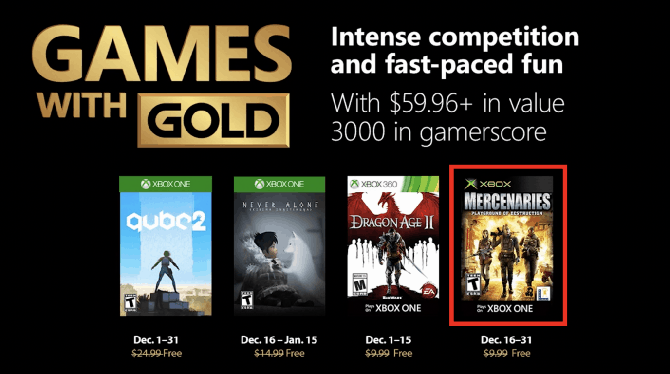 Microsoft's Games with Gold for December include an OG Xbox game for the first time ever - OnMSFT.com - November 27, 2018
