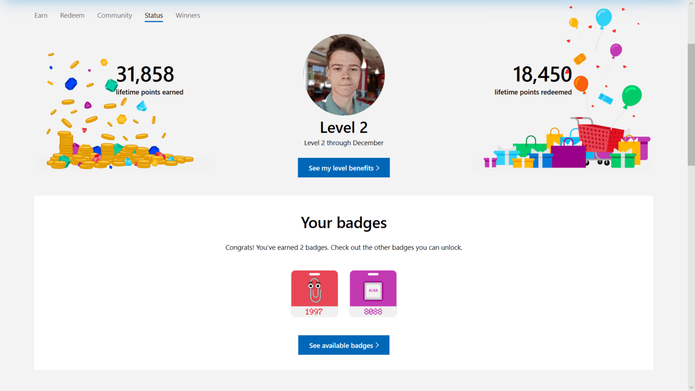 Microsoft Rewards begins to roll out Badges, a new gamification feature - OnMSFT.com - November 29, 2018