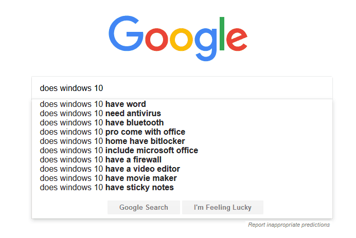 "Does Windows 10 need antivirus" ranks highly in search results