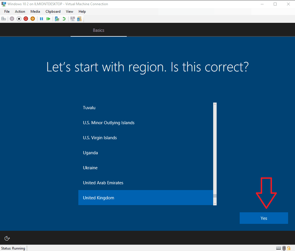 Screenshot of Windows 10 setup
