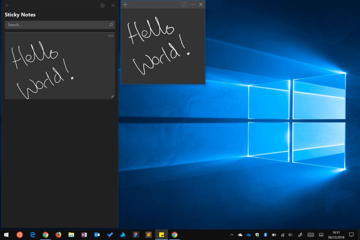 Screenshot of Windows Ink sticky notes