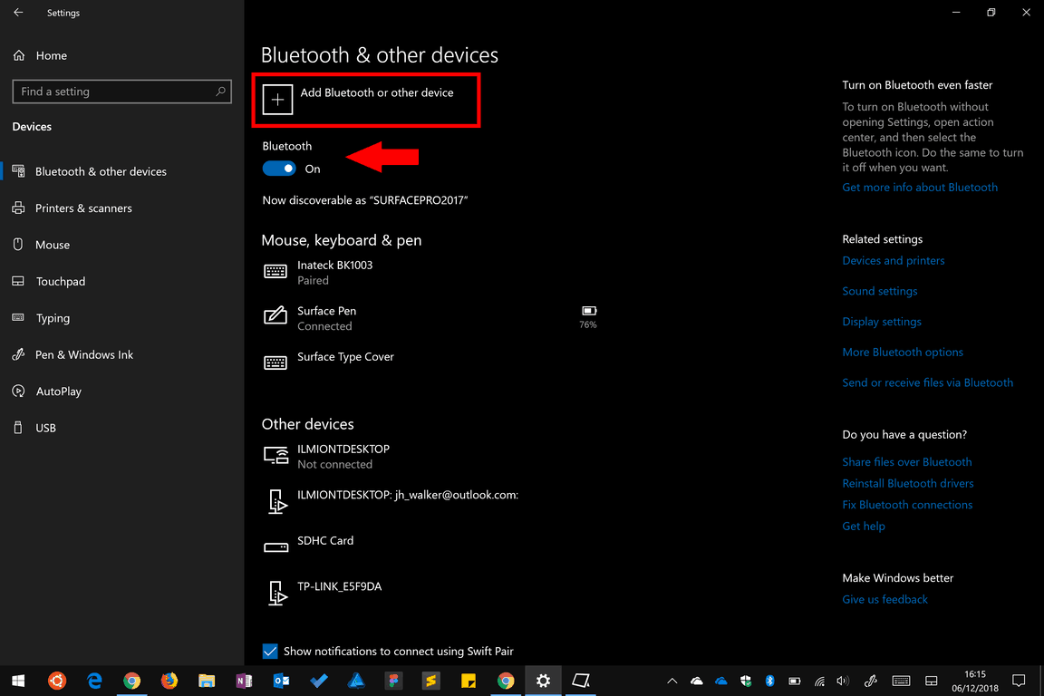 Windows 10 Pen settings