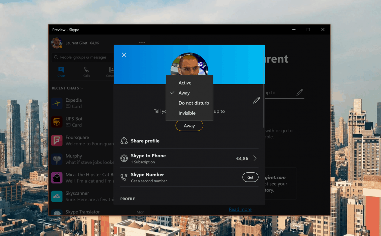Skype brings back “Away” status with latest Insider build - OnMSFT.com - December 6, 2018