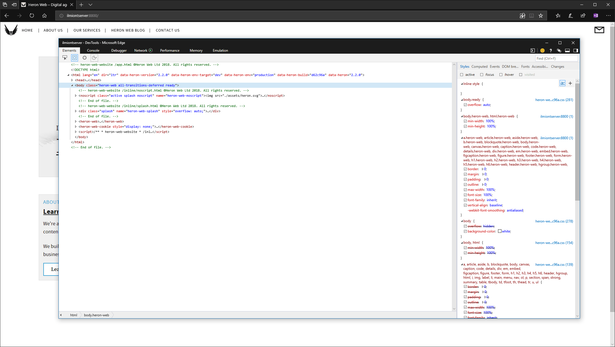 Edge dev tools screenshot