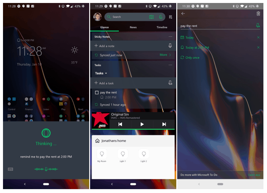 Microsoft Launcher adding reminders