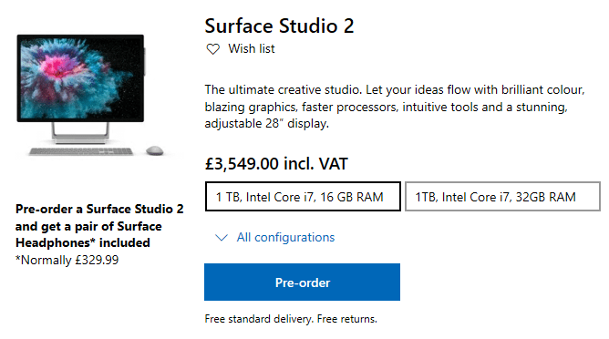 Surface Studio UK Free Headphones Offer 1