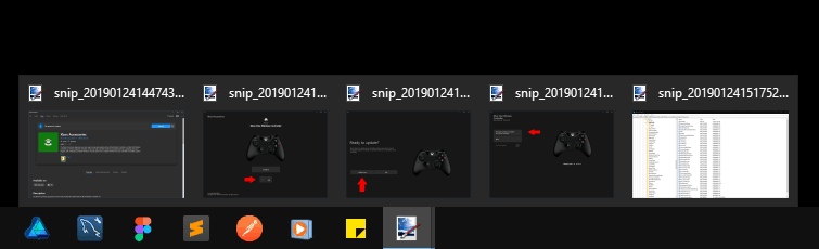 Screenshot of taskbar thumbnails