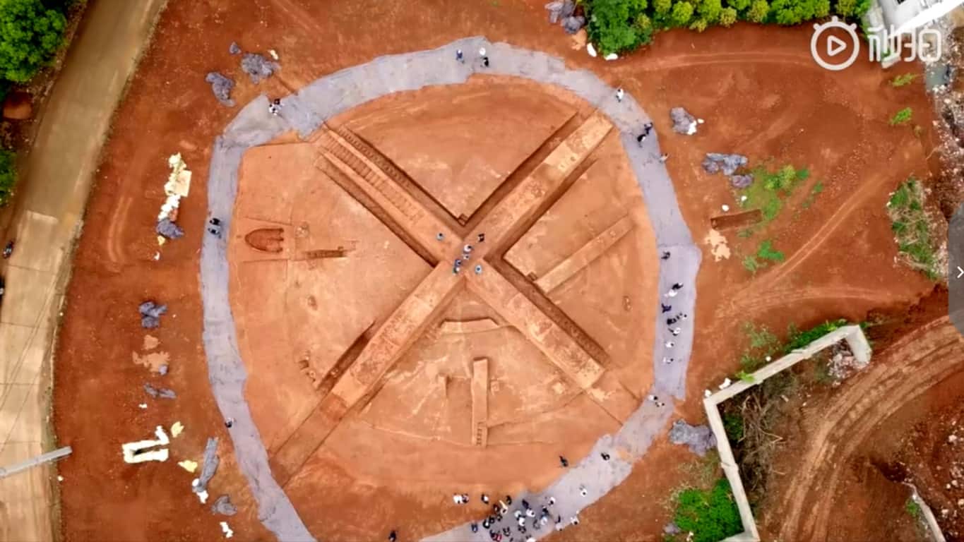 CCTV: Unearthed Chinese tomb looks like Xbox logo