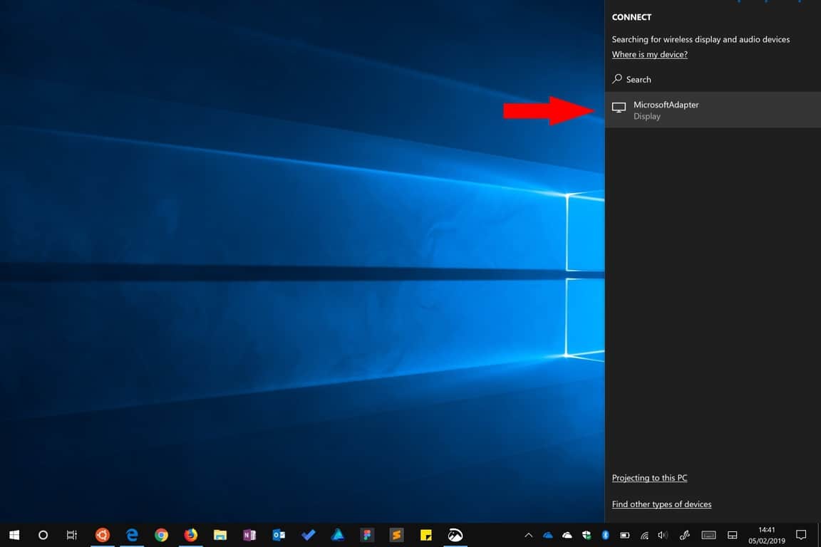 Connecting to a wireless display in Windows 10