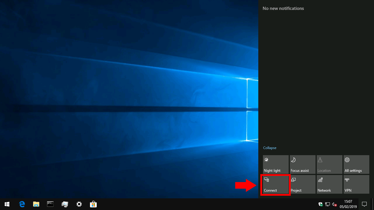 Connecting to a wireless display in Windows 10