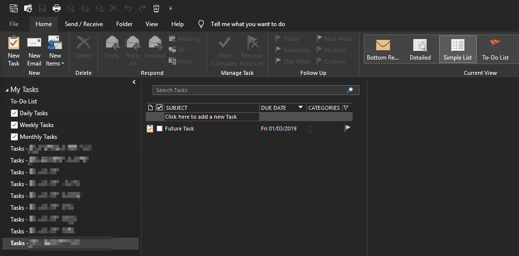 hide completed tasks in outlook