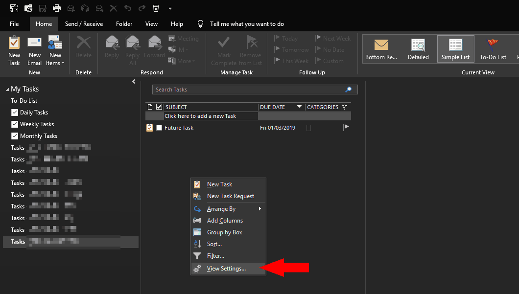 Hiding Outlook tasks with a future Start Date