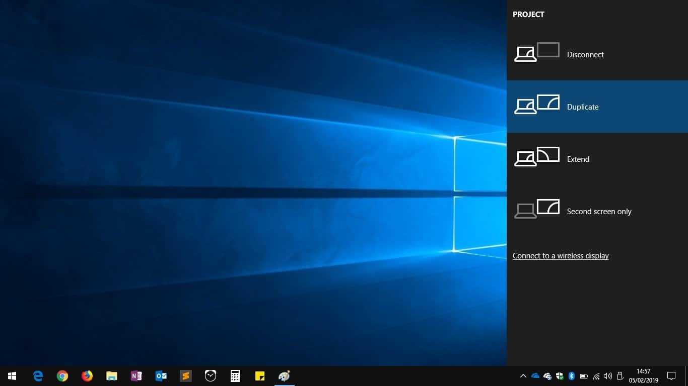 Connecting to a wireless display in Windows 10