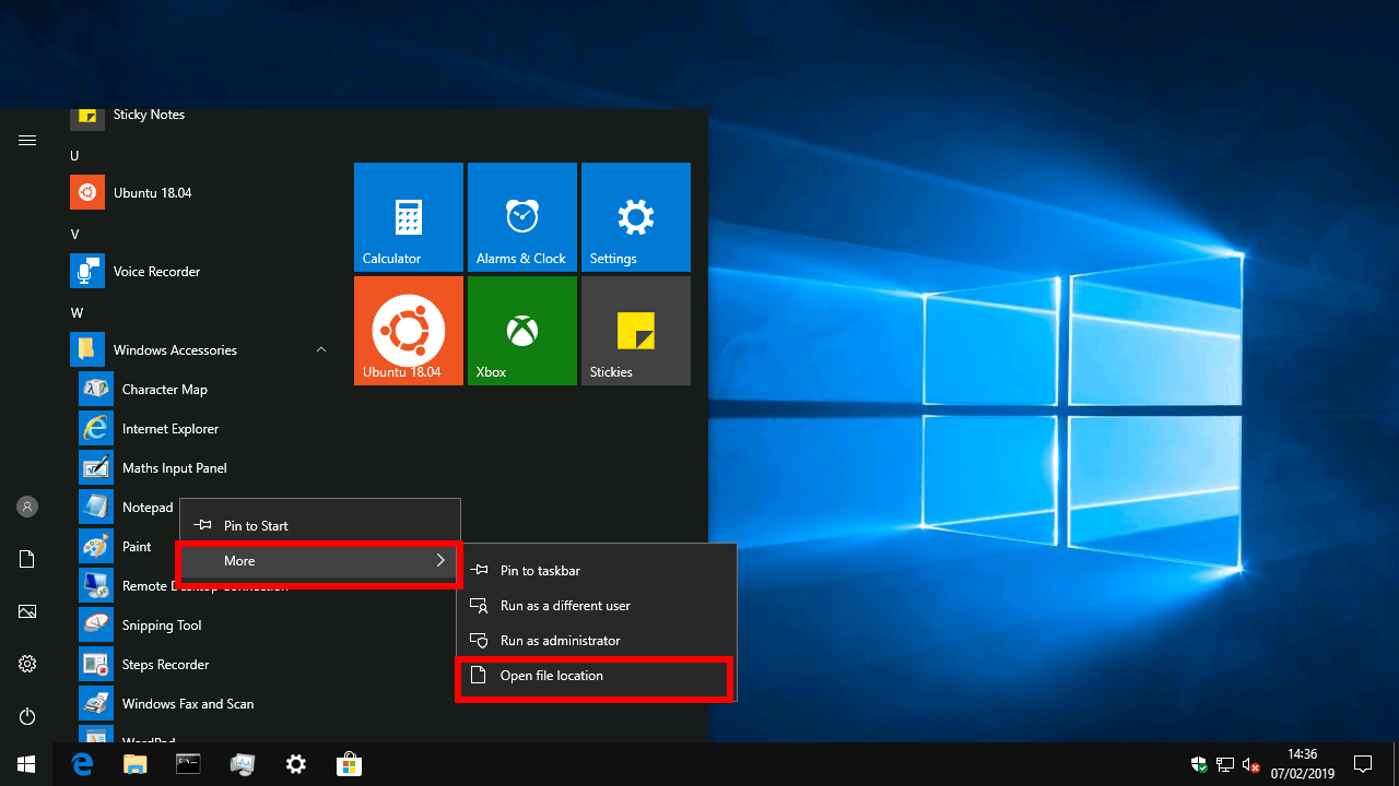 Managing folders in the Windows 10 Start menu