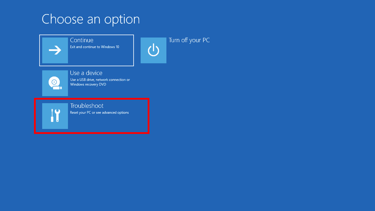 Windows 10 system image recovery screenshot