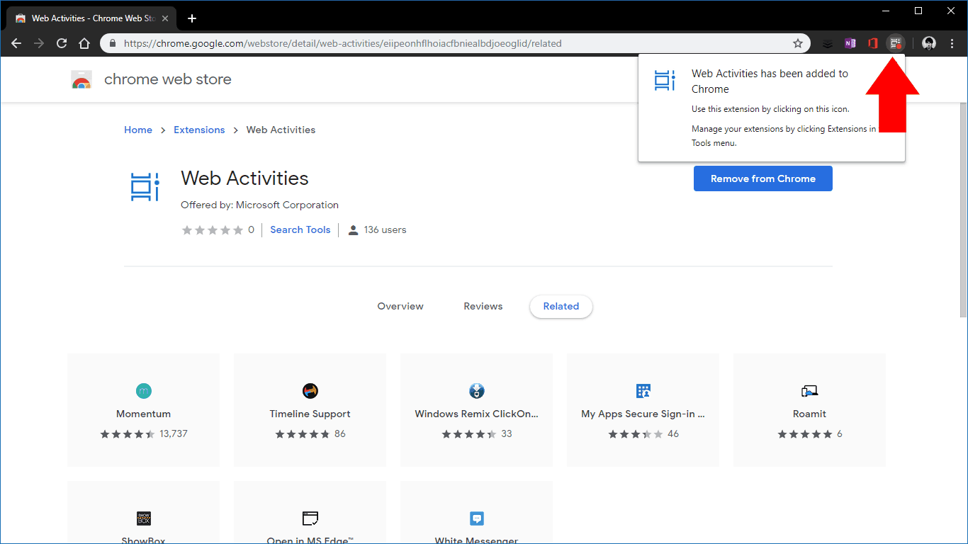 Web Activities Chrome extension