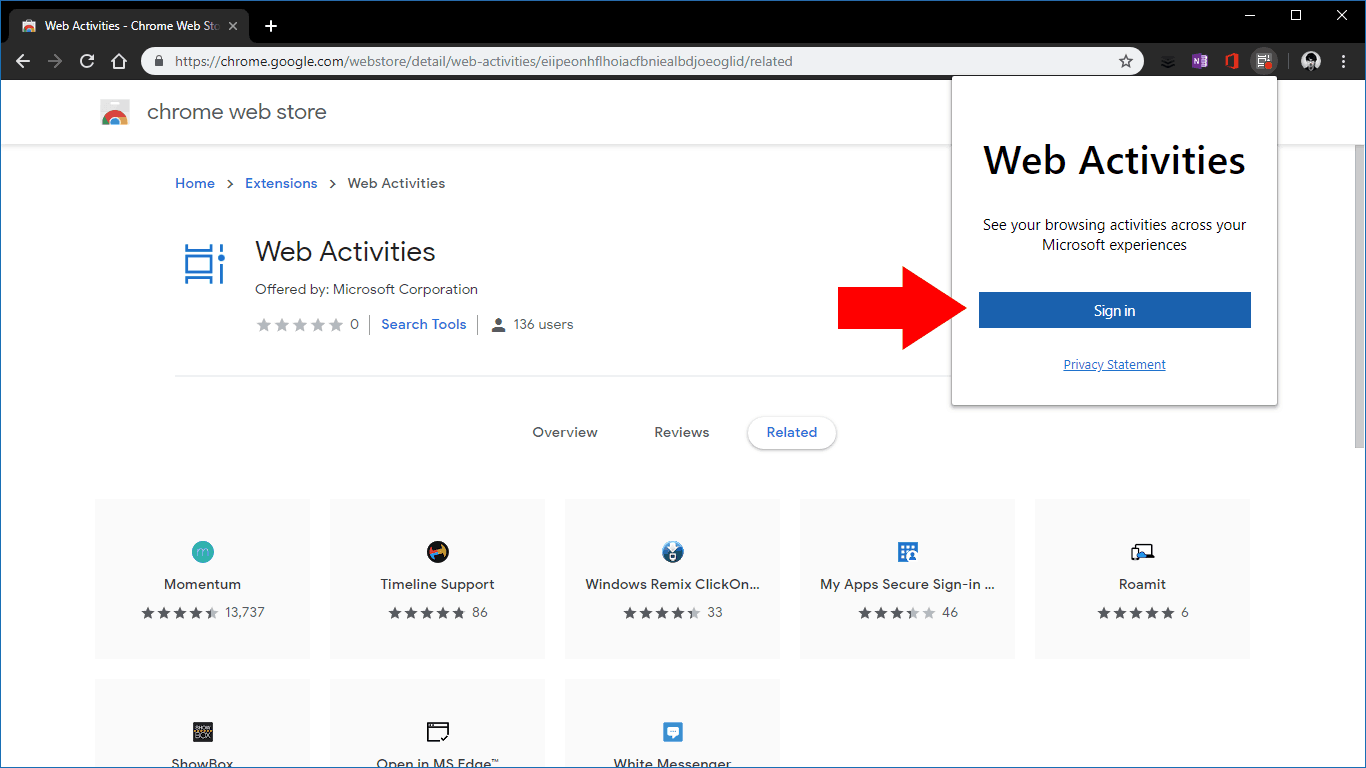 Web Activities Chrome extension