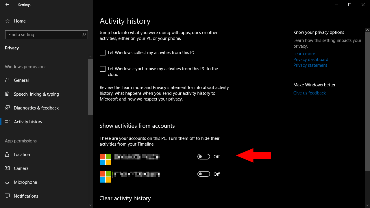 Windows timelines