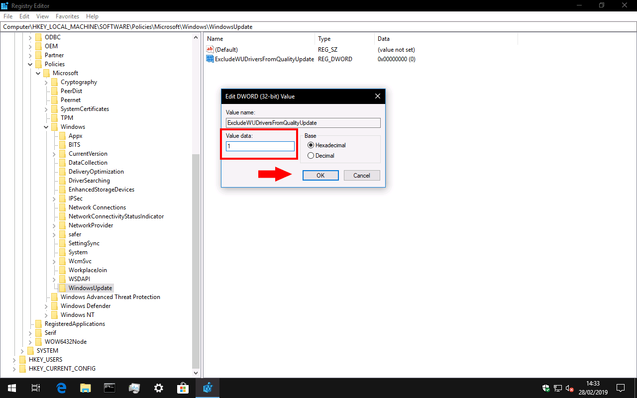 Disabling Windows 10 driver updates in the registry