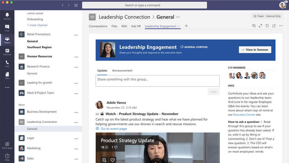Microsoft Teams users can now access Yammer without leaving the app - OnMSFT.com - March 7, 2019