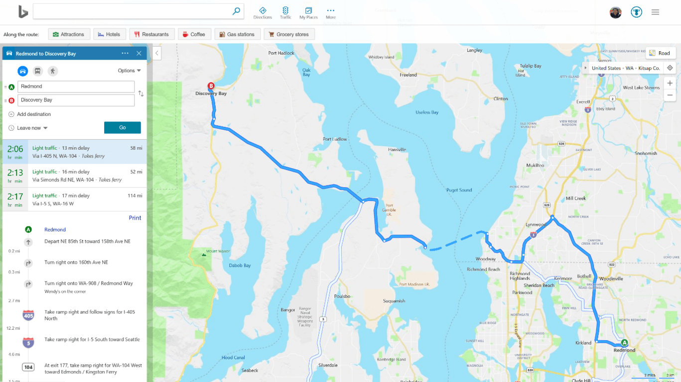 BingMapsTrafficColoringFerryRouteScreenshot