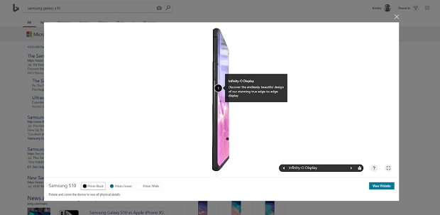 Bing Ads delivers first ever 3D ads to desktop search, for Samsung Galaxy S10 - OnMSFT.com - March 13, 2019
