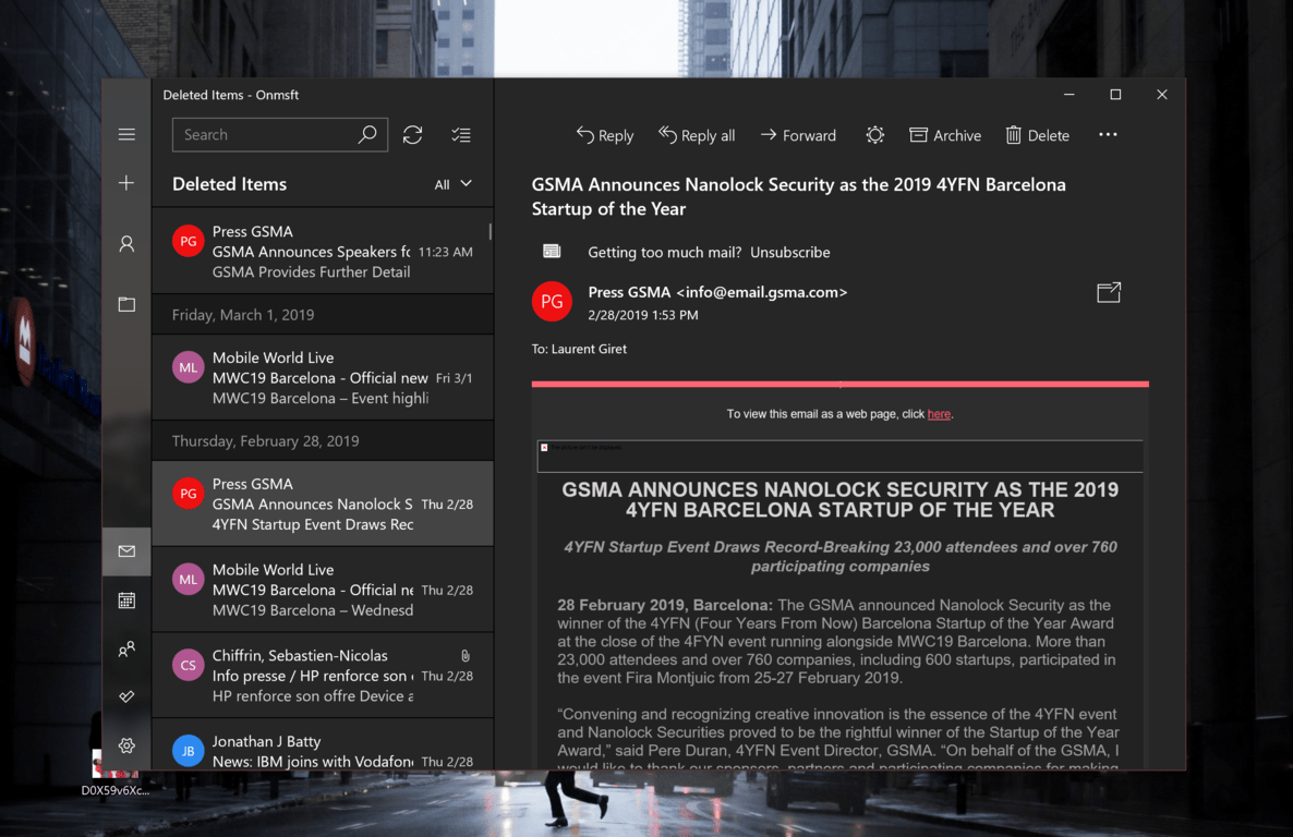 Full dark mode in Windows 10 Mail app starts rolling out to all users - OnMSFT.com - March 5, 2019