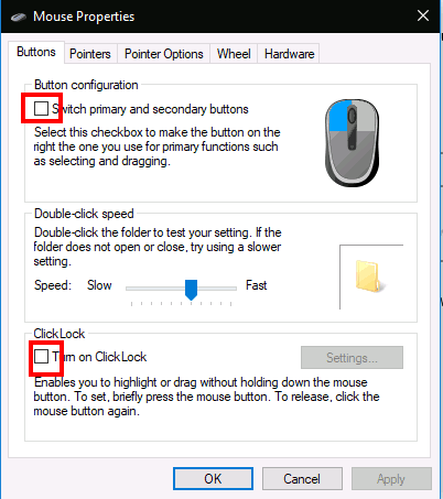 Windows Mouse settings screenshot
