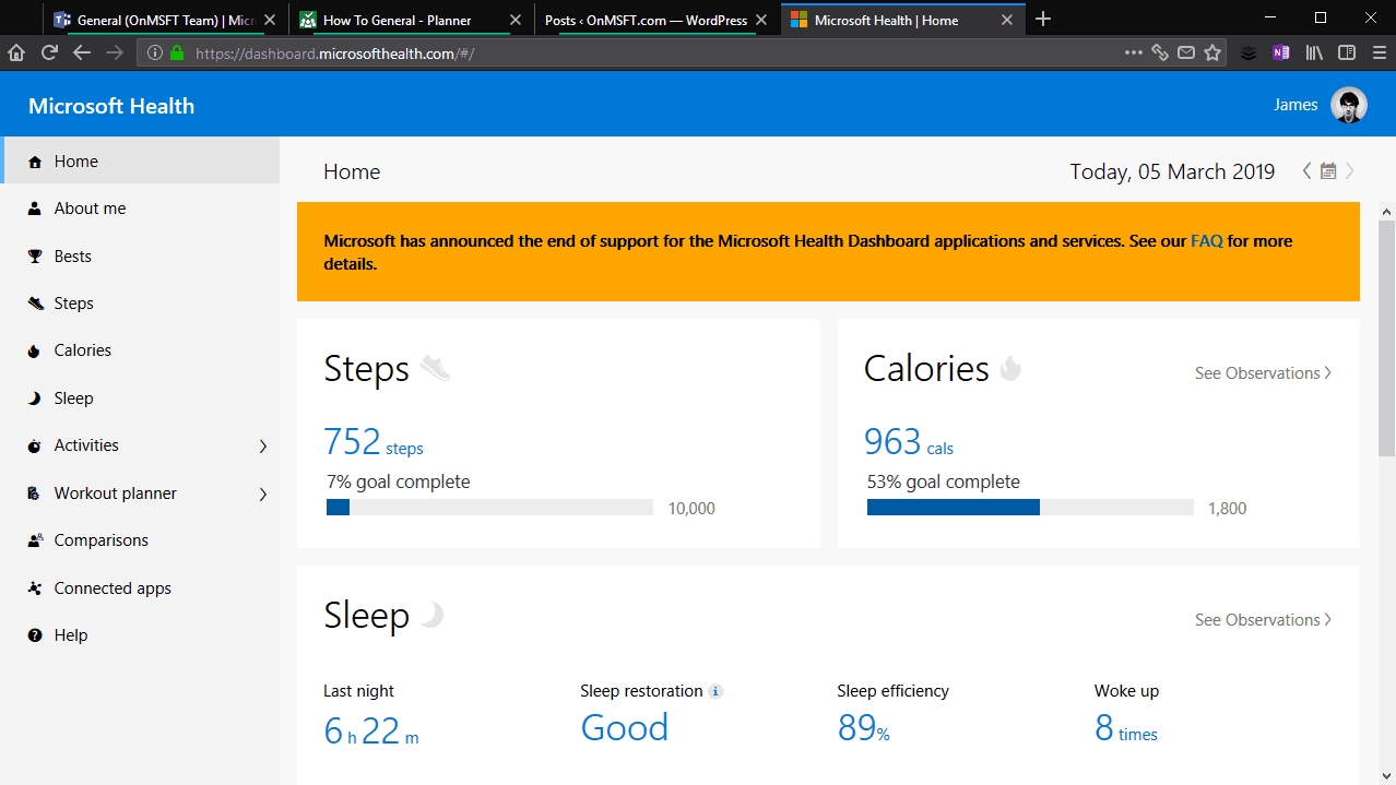 Exporting data from Microsoft Health