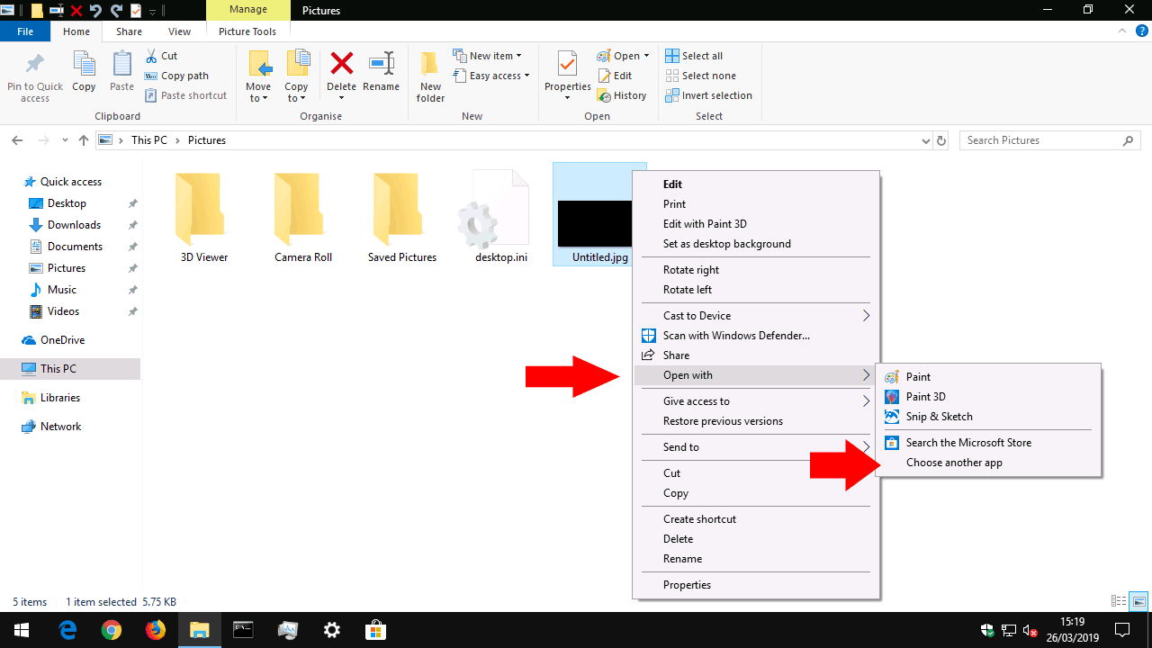 Using Photo Viewer to open an image in Windows 10