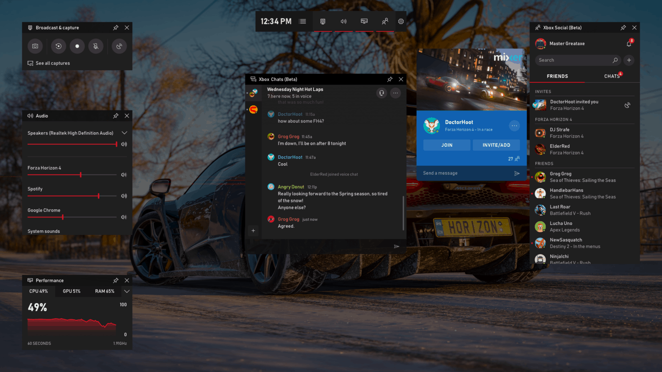 Microsoft starts testing new Windows 10 Game Bar features including Spotify integration and Xbox Social widget - OnMSFT.com - April 5, 2019