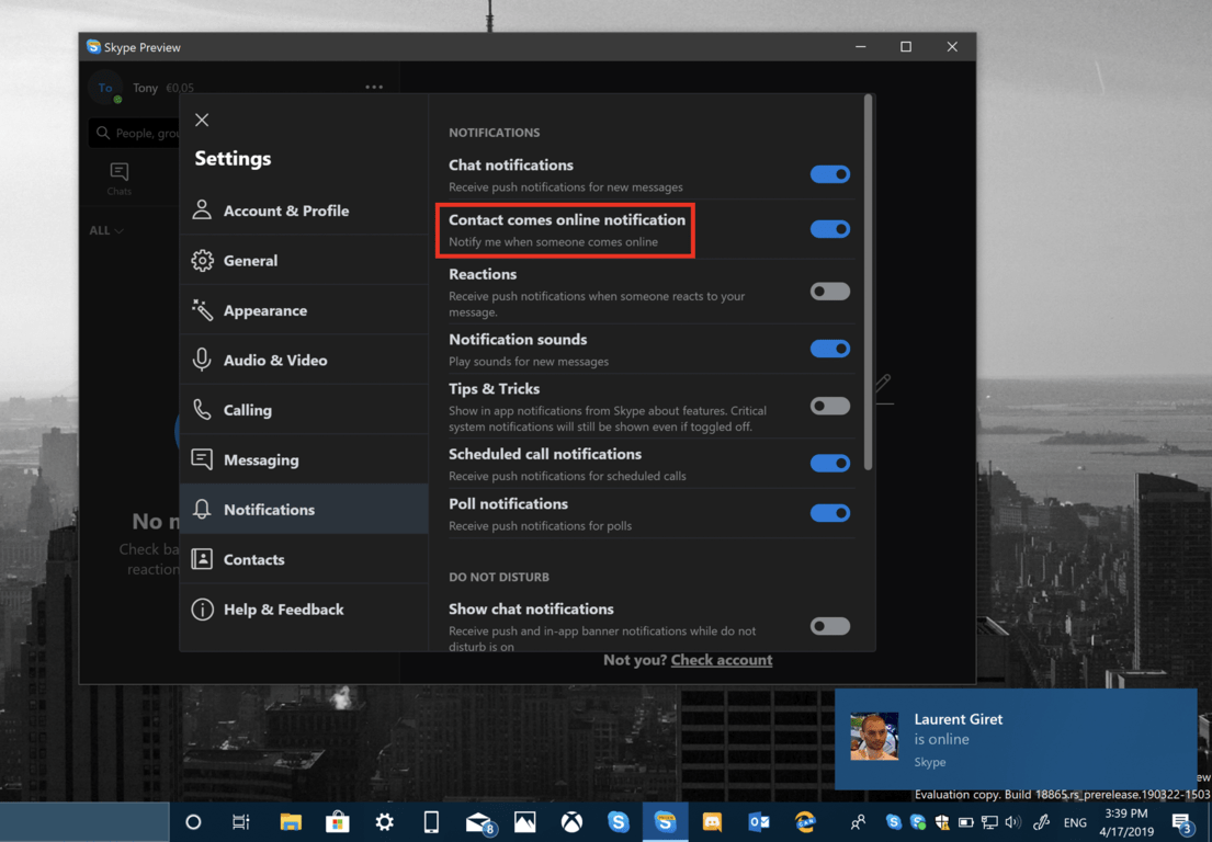 Skype is bringing back notifications for online contacts on the desktop - onmsft. Com - april 17, 2019