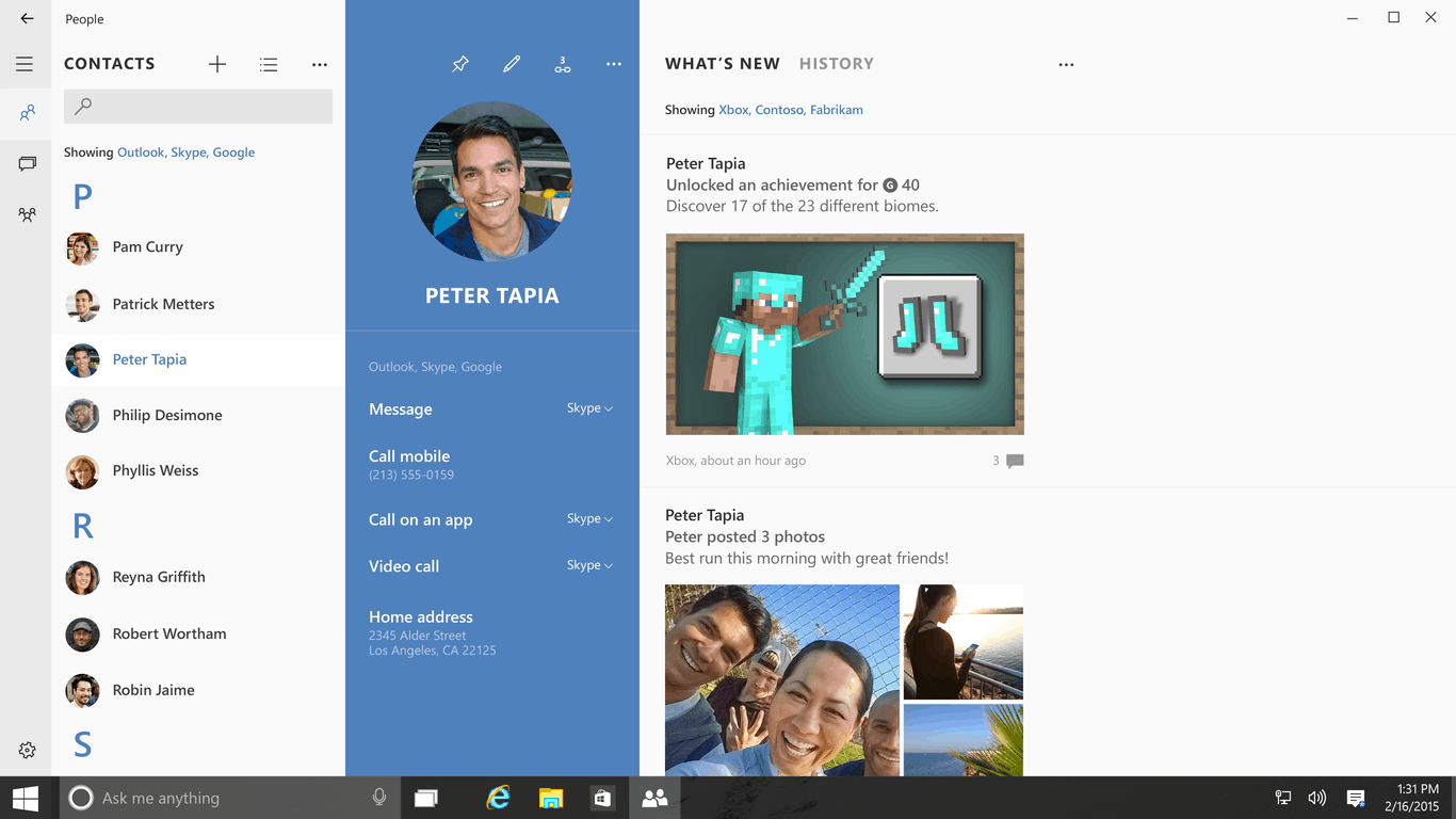 Windows 10 Contacts app concept image