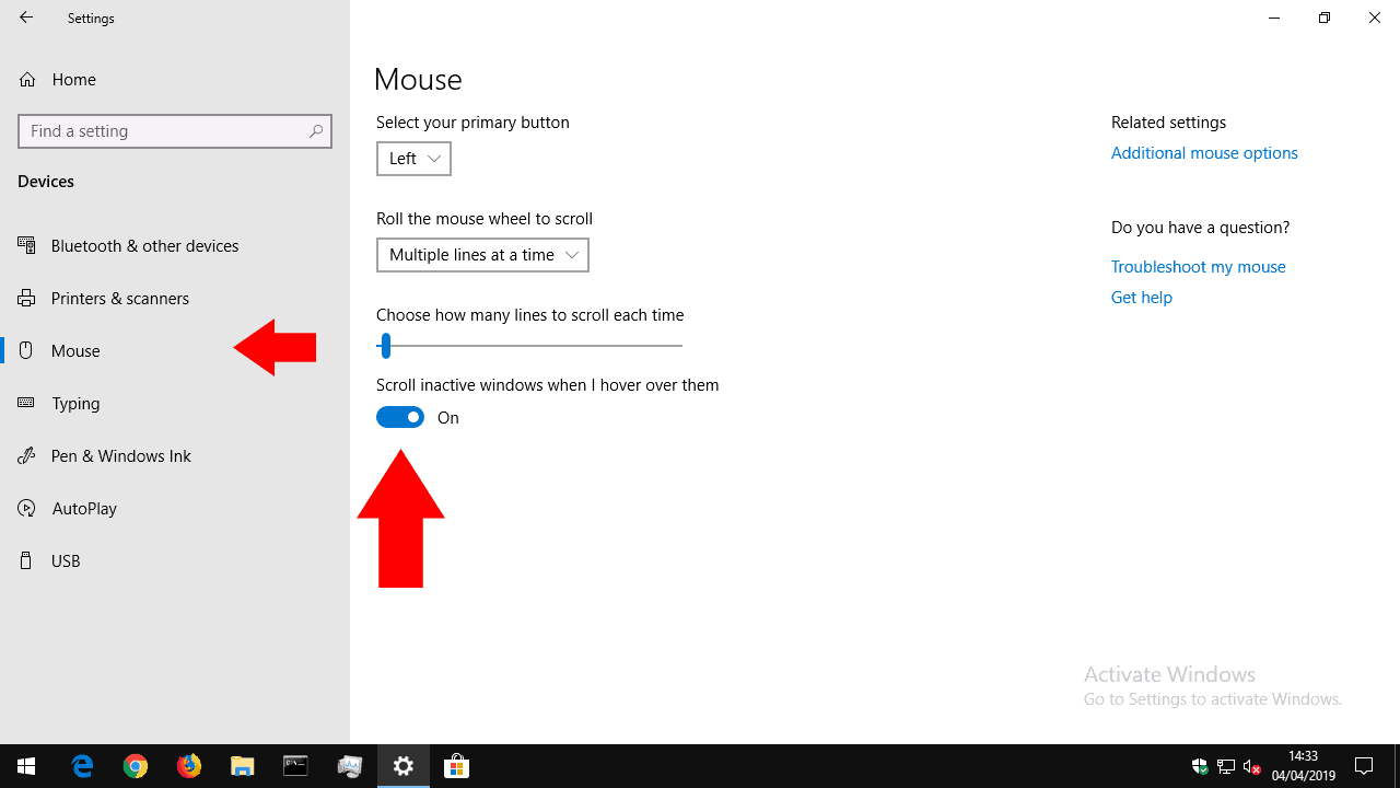 Inactive window scrolling in Windows 10