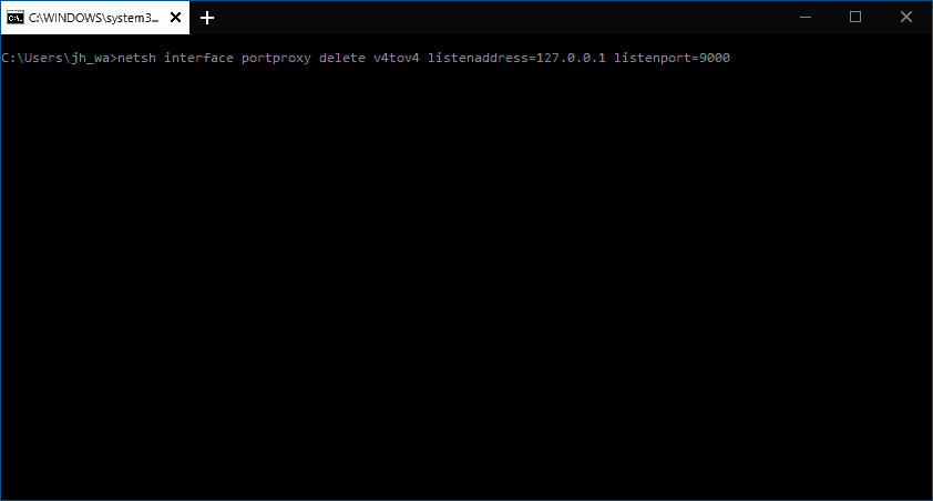 Screenshot of adding a port forwarding rule in Windows 10