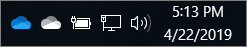 Screenshot of OneDrive status tray sync icons