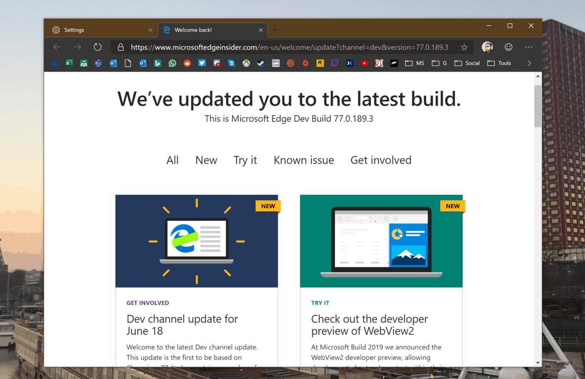 The latest Microsoft Edge Dev update is out, here's the changelog - OnMSFT.com - June 19, 2019