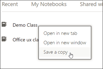 Microsoft screenshot of saving OneNote class notebooks