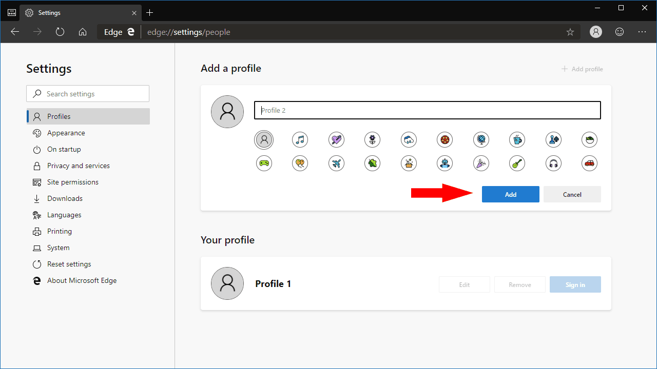 how to remove microsoft edge profile