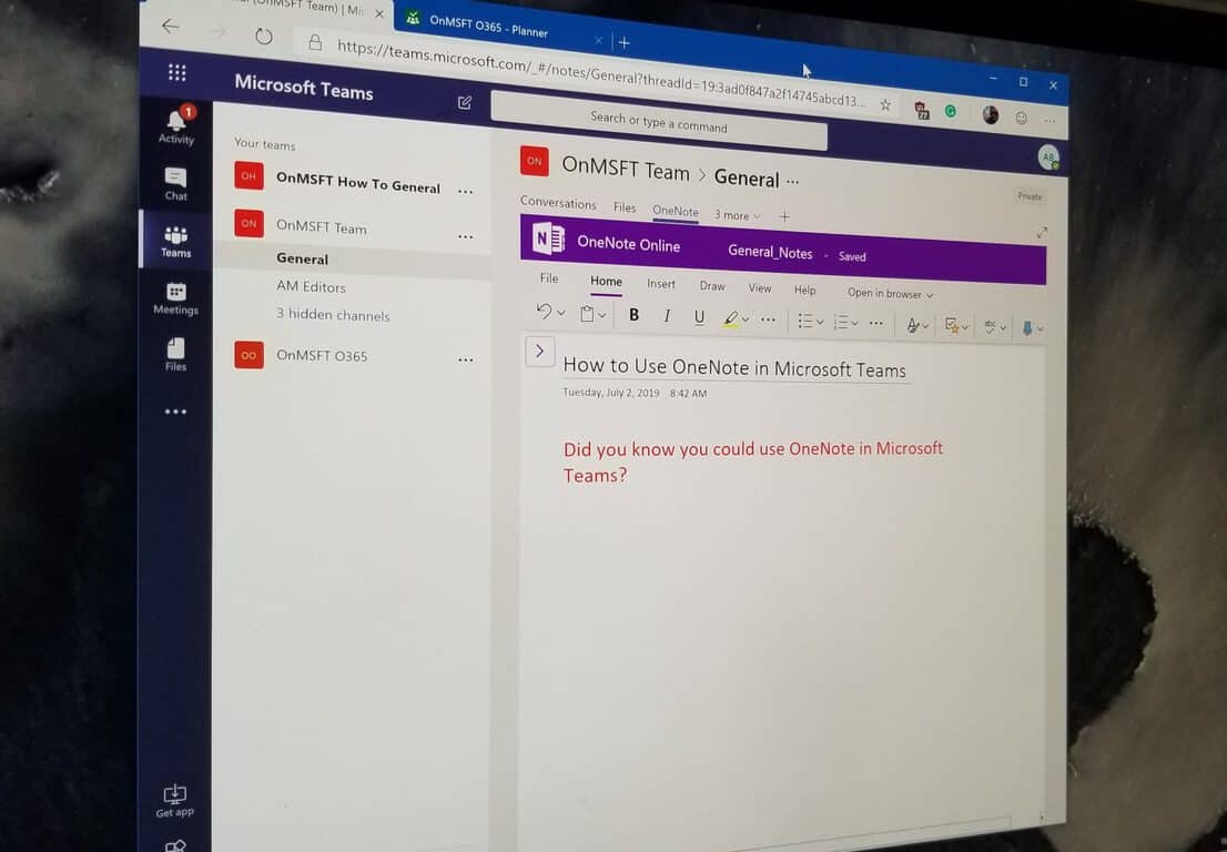How to use Microsoft OneNote in Microsoft Teams - OnMSFT.com - July 2, 2019