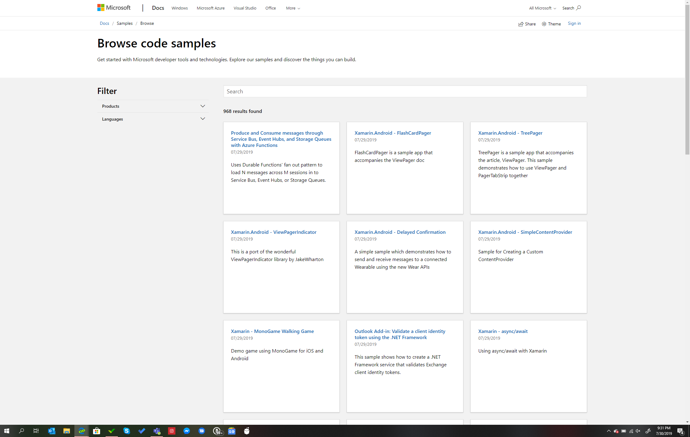 Microsoft launches new code samples browser to help you get started with your development project - OnMSFT.com - July 30, 2019