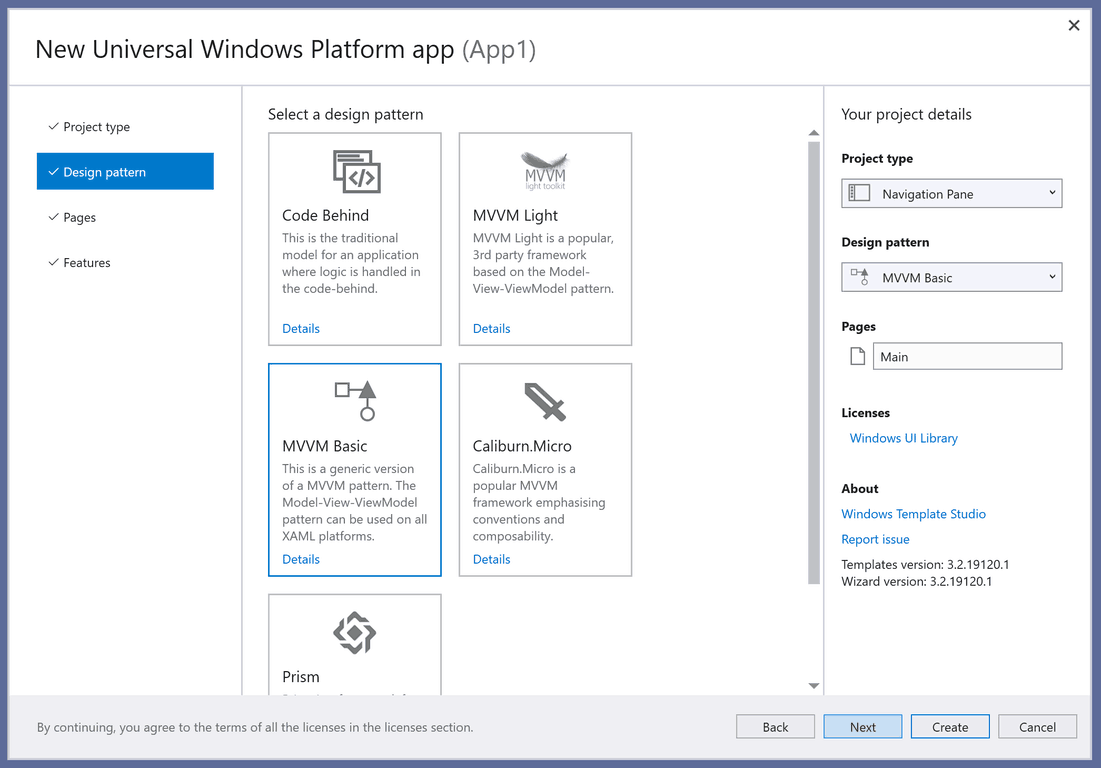 Windows Template Studio Design Pattern