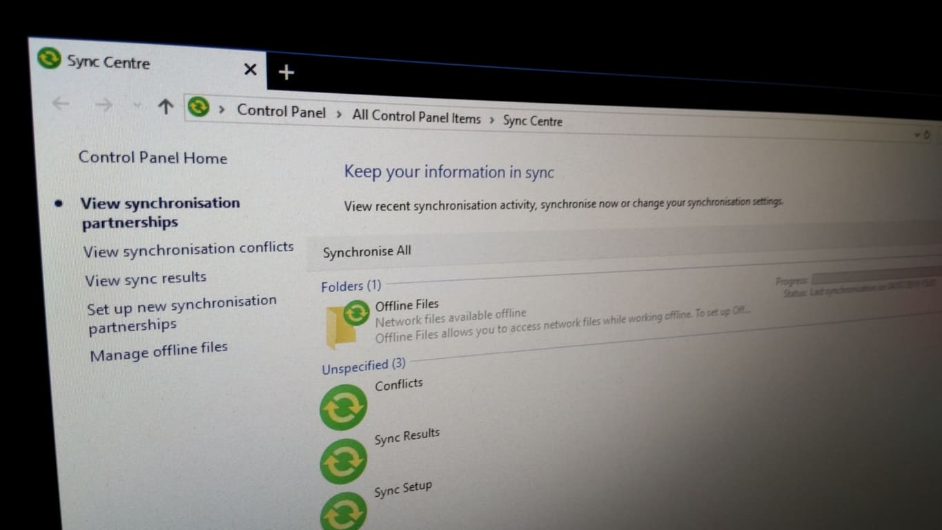 Photo of Sync Center in Windows 10