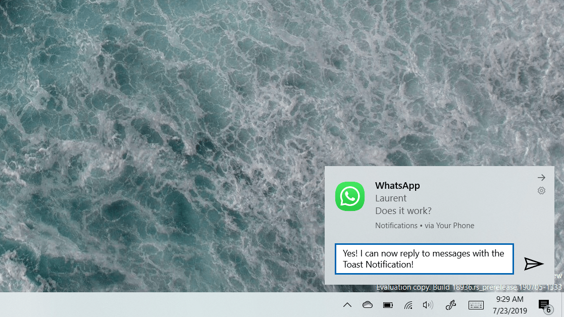 Your Phone app gets support for Inline replies from toasts for Windows Insiders - OnMSFT.com - July 23, 2019